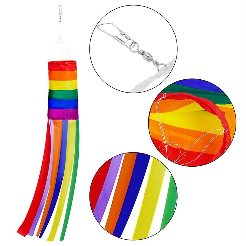 Custom Design Rainbow 24" Windsock Silk Screen Printing Gay Pride Windsock