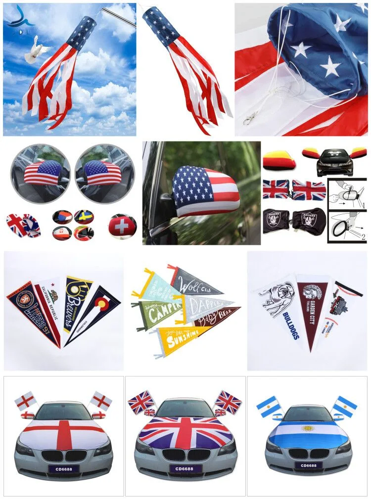 Wholesale Garden Stand Car Window Advertising Wall Custom Bandana Printing Flag with 2 Brass Flag Pole